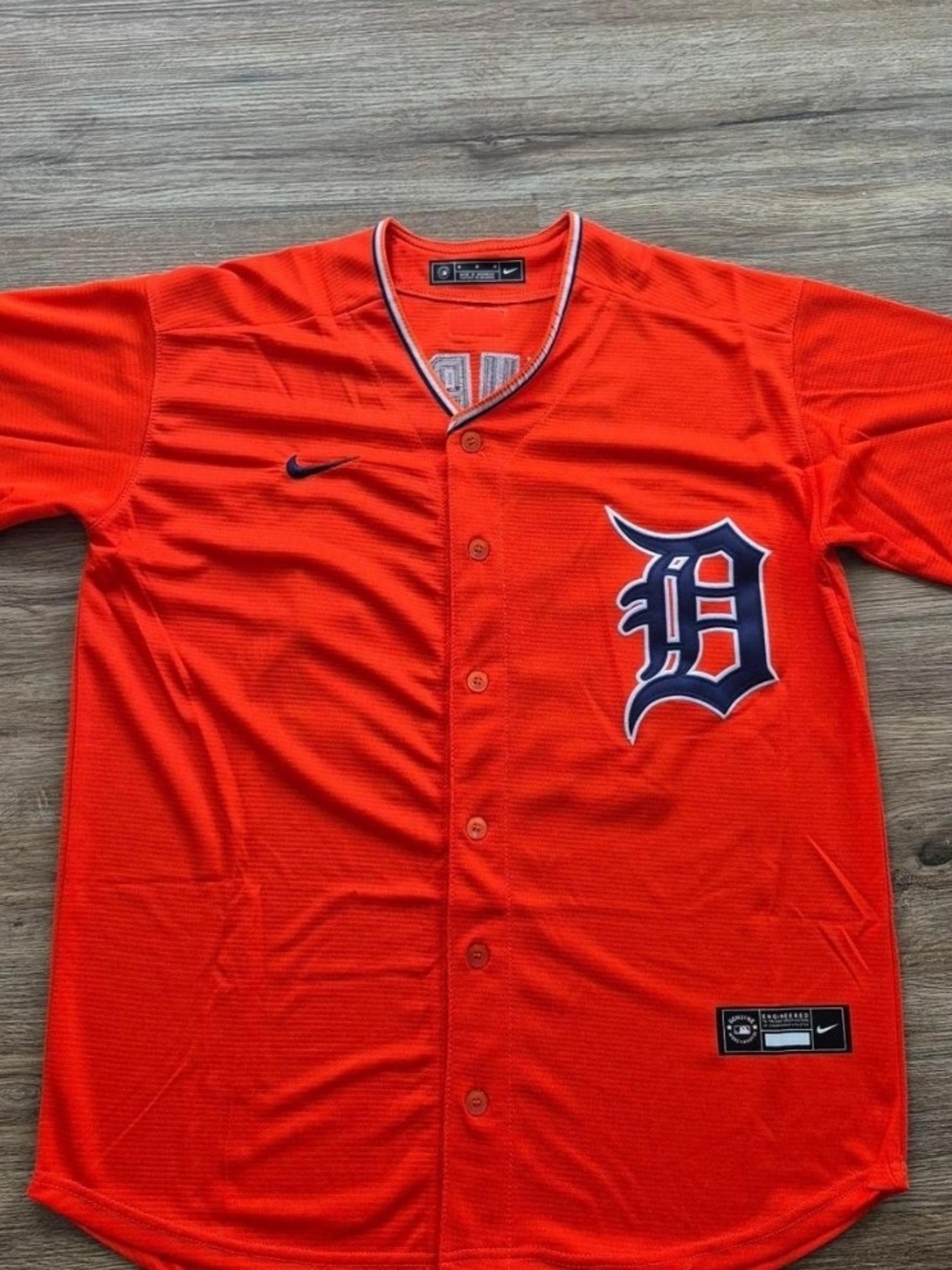 Nike Orange Detroit Tigers Button-Up Baseball Jersey
